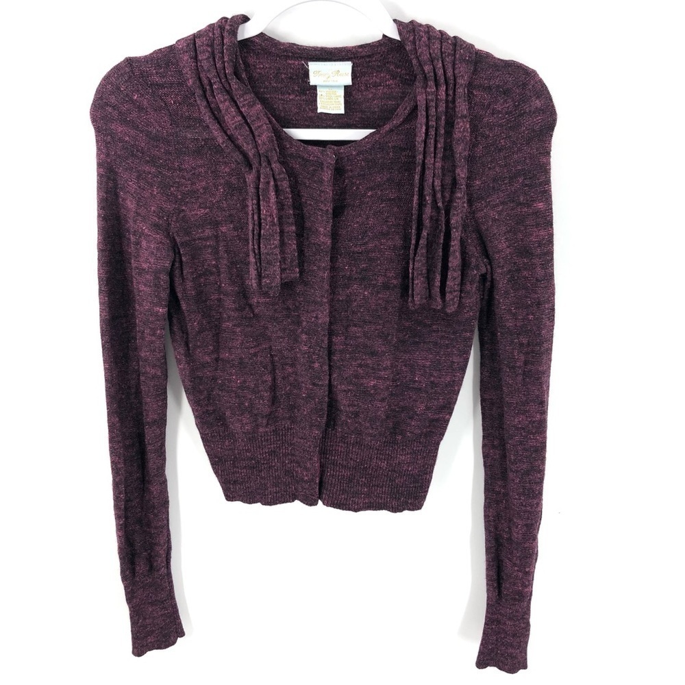 Tracy Reese Y2K Cardigan Sweater Womens Medium Linen Wool Blend Crop Stretch